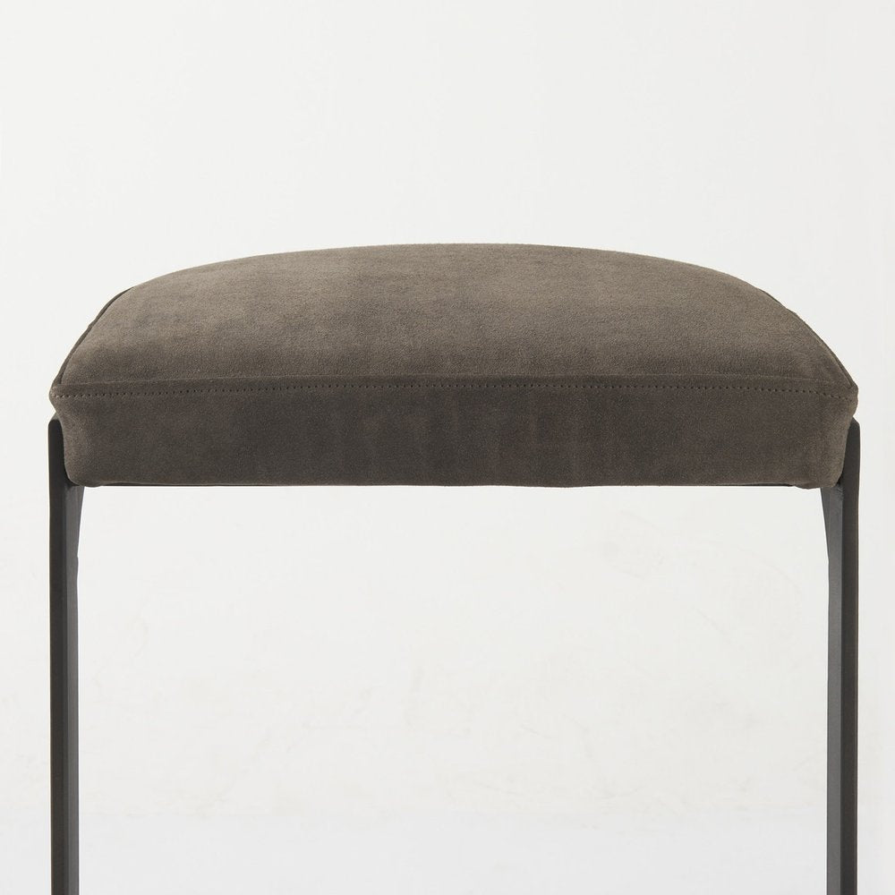 29" Black Leather and Metal Backless Bar Chair HomeRoots