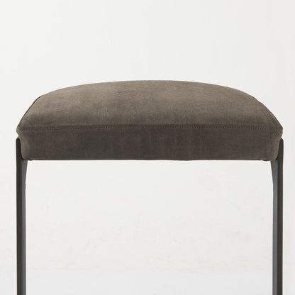 29" Black Leather and Metal Backless Bar Chair HomeRoots