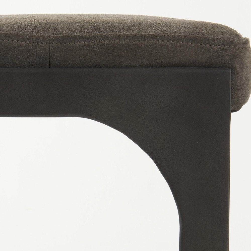 29" Black Leather and Metal Backless Bar Chair HomeRoots