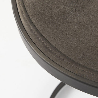 29" Black Leather and Metal Backless Bar Chair HomeRoots