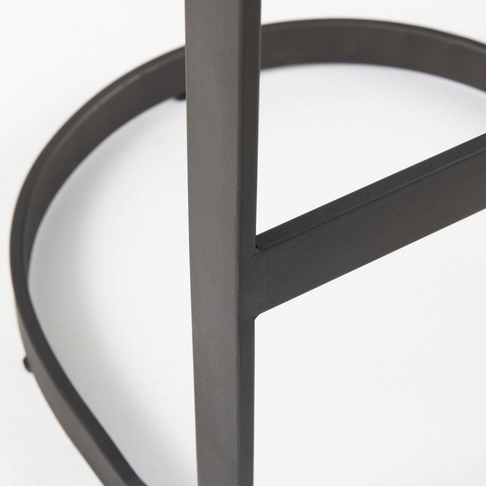 29" Black Leather and Metal Backless Bar Chair HomeRoots