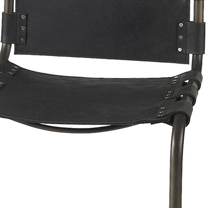 29" Black Leather And Iron Bar Chair HomeRoots
