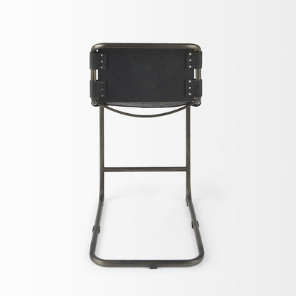 29" Black Leather And Iron Bar Chair HomeRoots