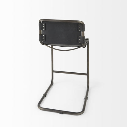 29" Black Leather And Iron Bar Chair HomeRoots