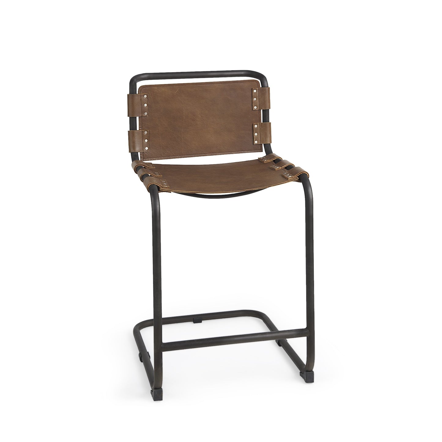 29" Brown And Black Steel Bar Chair