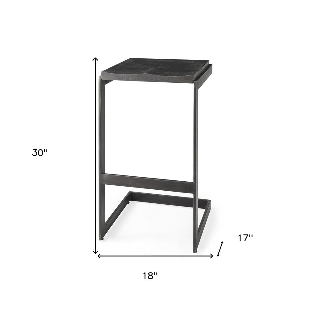 30" Black Wood And Metal Backless Bar Height Bar Chair HomeRoots