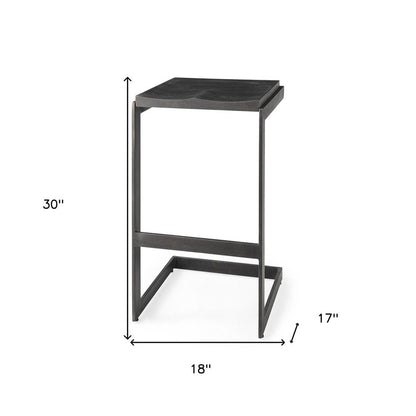 30" Black Wood And Metal Backless Bar Height Bar Chair HomeRoots