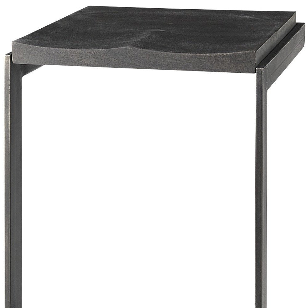 30" Black Wood And Metal Backless Bar Height Bar Chair HomeRoots