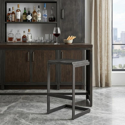 30" Black Wood And Metal Backless Bar Height Bar Chair HomeRoots
