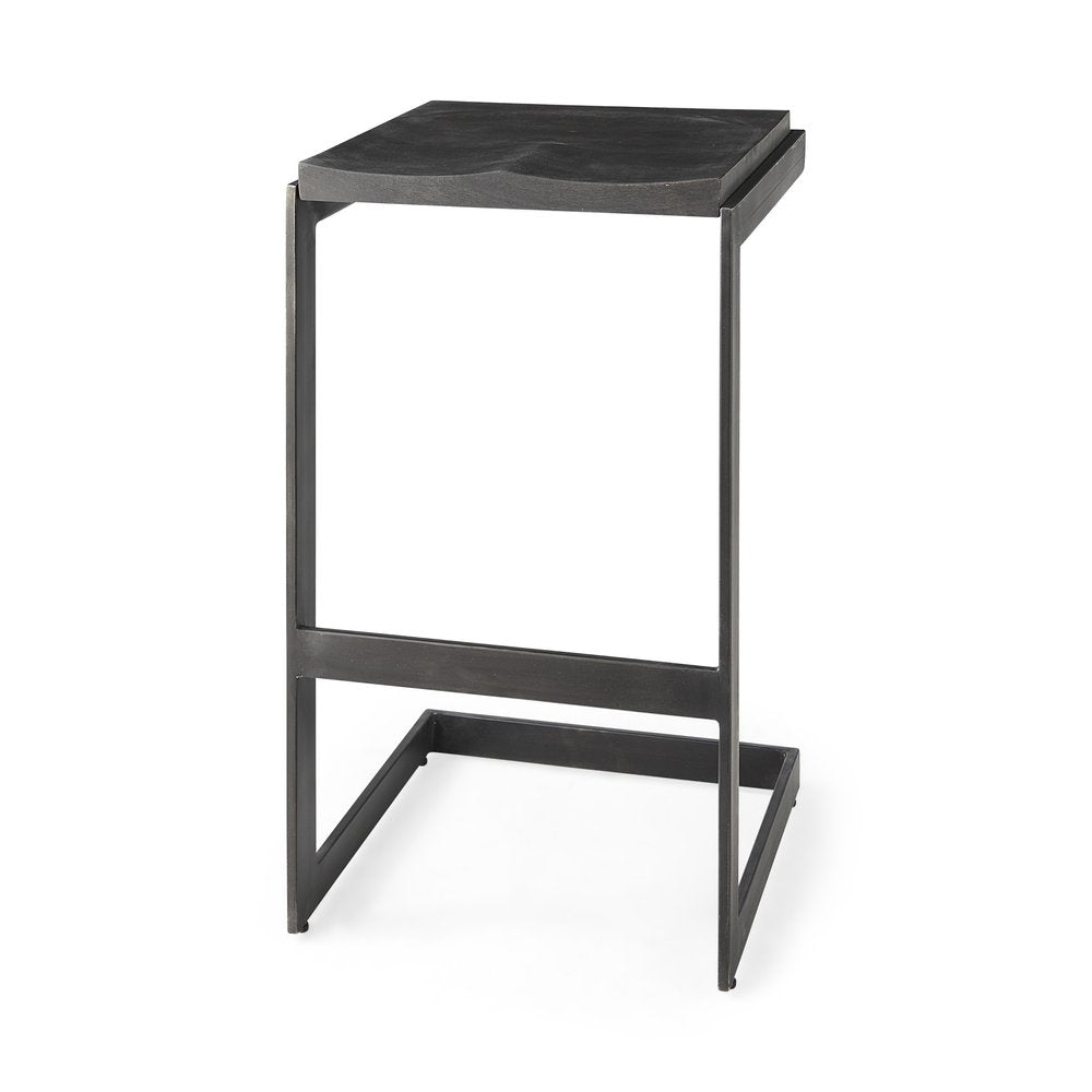 30" Black Wood And Metal Backless Bar Height Bar Chair HomeRoots