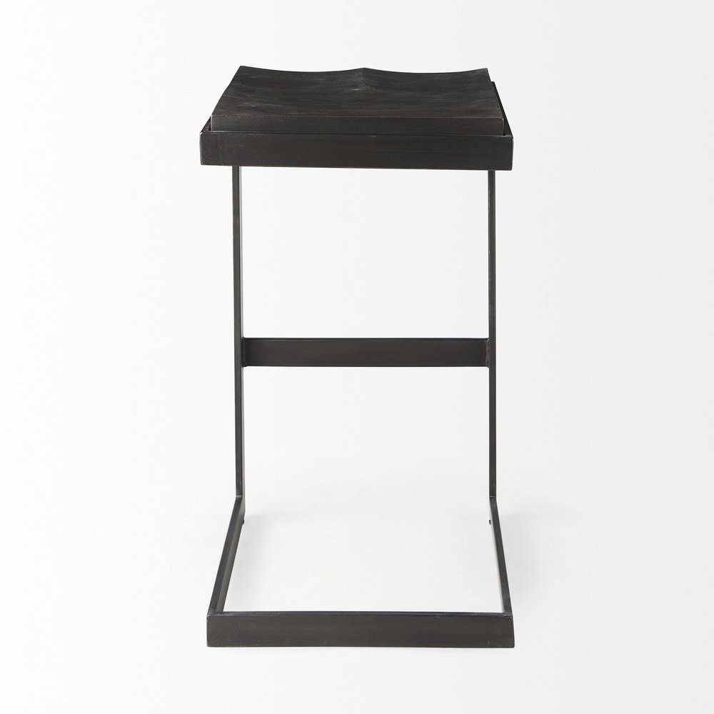 30" Black Wood And Metal Backless Bar Height Bar Chair HomeRoots