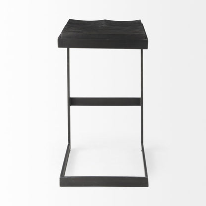 30" Black Wood And Metal Backless Bar Height Bar Chair HomeRoots