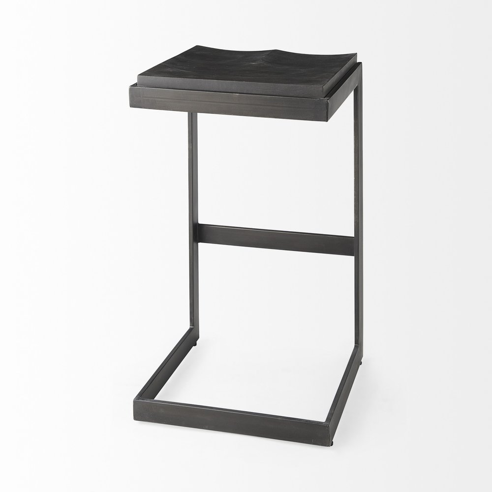 30" Black Wood And Metal Backless Bar Height Bar Chair HomeRoots