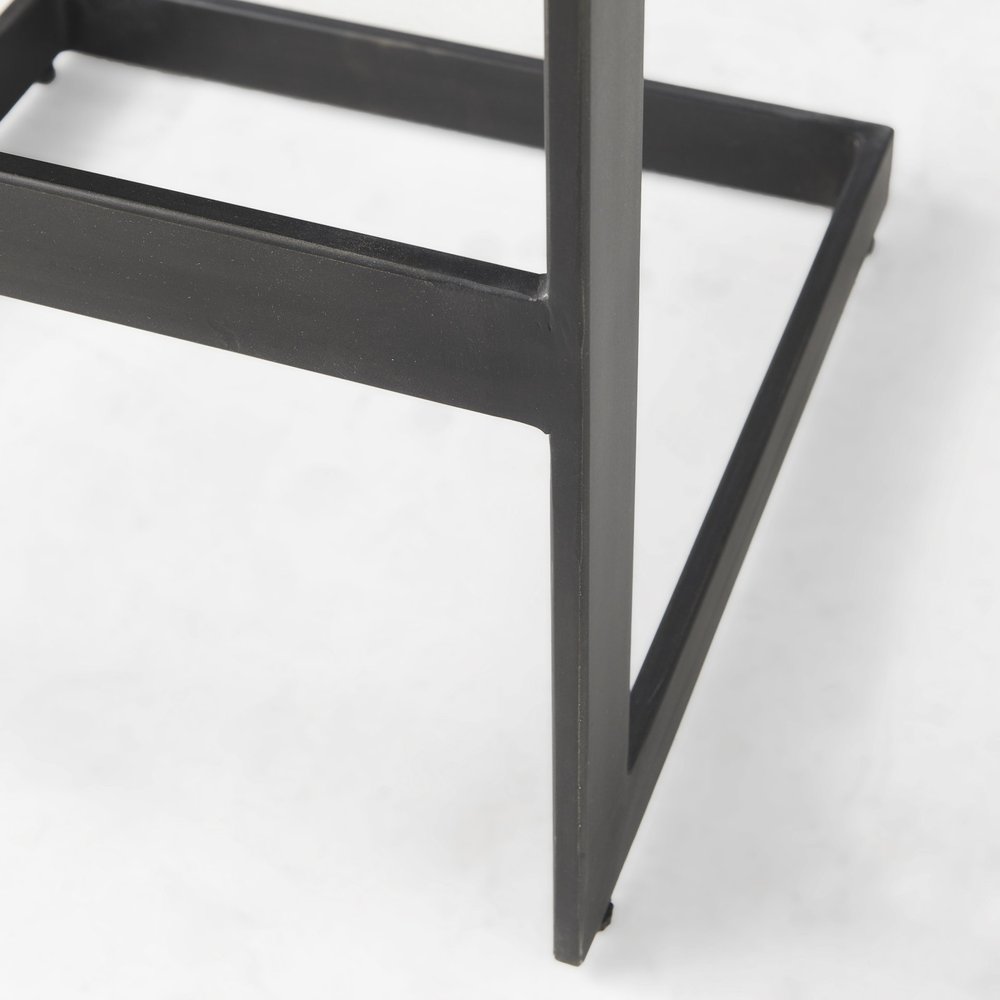 30" Black Wood And Metal Backless Bar Height Bar Chair HomeRoots