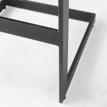 30" Black Wood And Metal Backless Bar Height Bar Chair HomeRoots