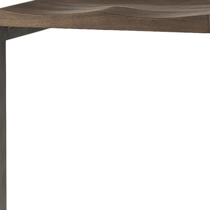 30" Wood Brown And Gray Solid Wood And Metal Backless Bar Height Bar Chair HomeRoots