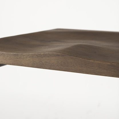 30" Wood Brown And Gray Solid Wood And Metal Backless Bar Height Bar Chair HomeRoots