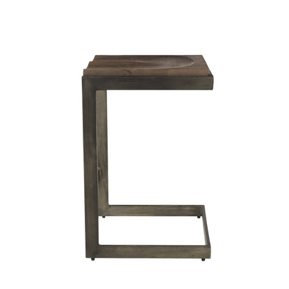 26" Wood Brown And Brown Solid Wood And Metal Backless Counter Height Bar Chair HomeRoots