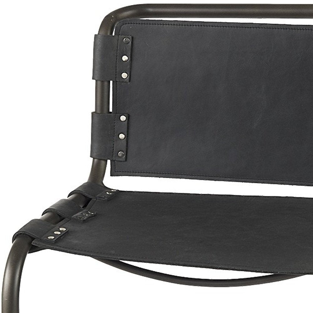 30" Black And Gray Leather And Iron Bar Height Bar Chair HomeRoots