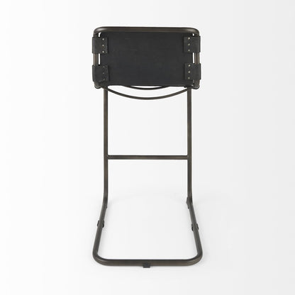 30" Black And Gray Leather And Iron Bar Height Bar Chair HomeRoots