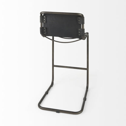 30" Black And Gray Leather And Iron Bar Height Bar Chair HomeRoots