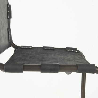 30" Black And Gray Leather And Iron Bar Height Bar Chair HomeRoots