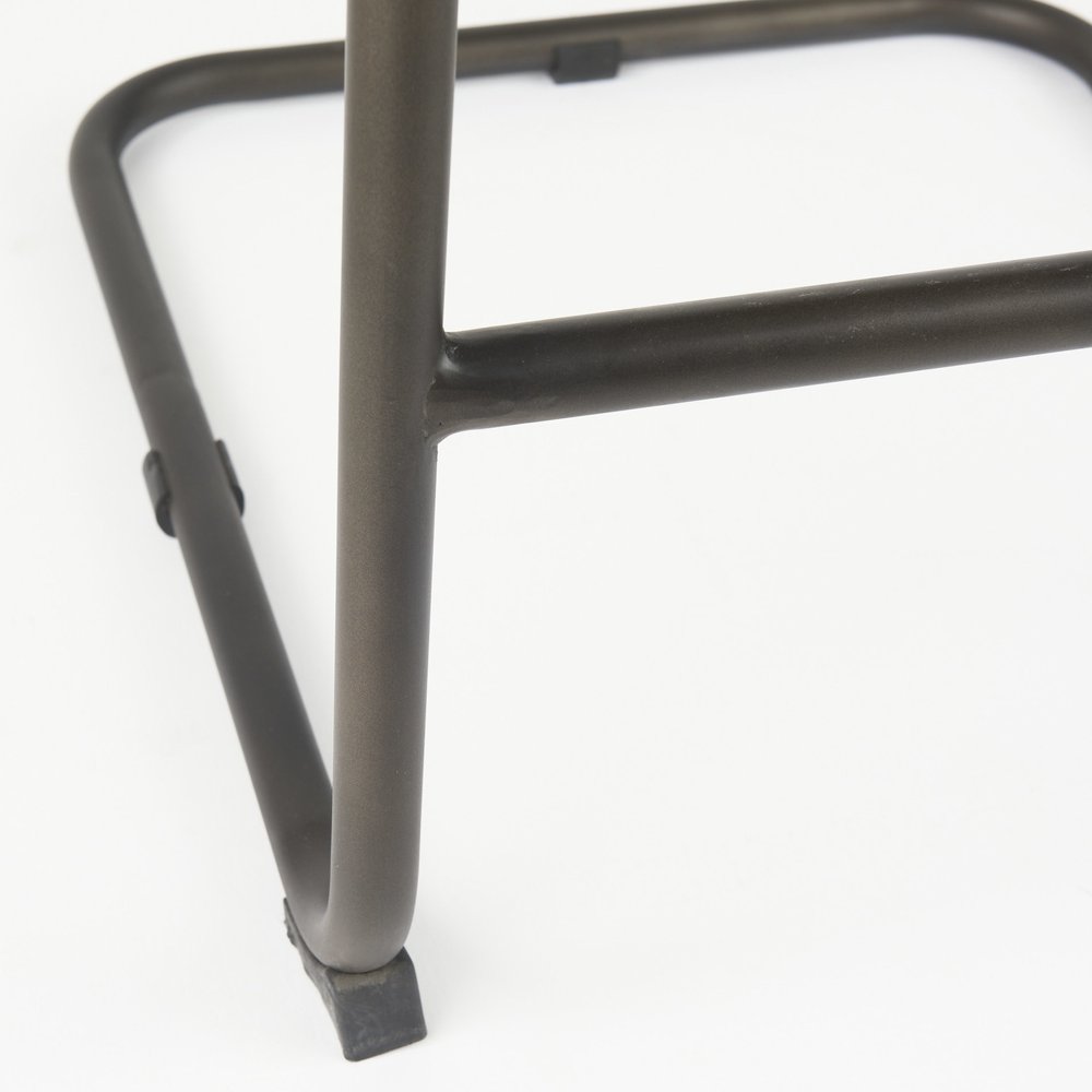 30" Black And Gray Leather And Iron Bar Height Bar Chair HomeRoots
