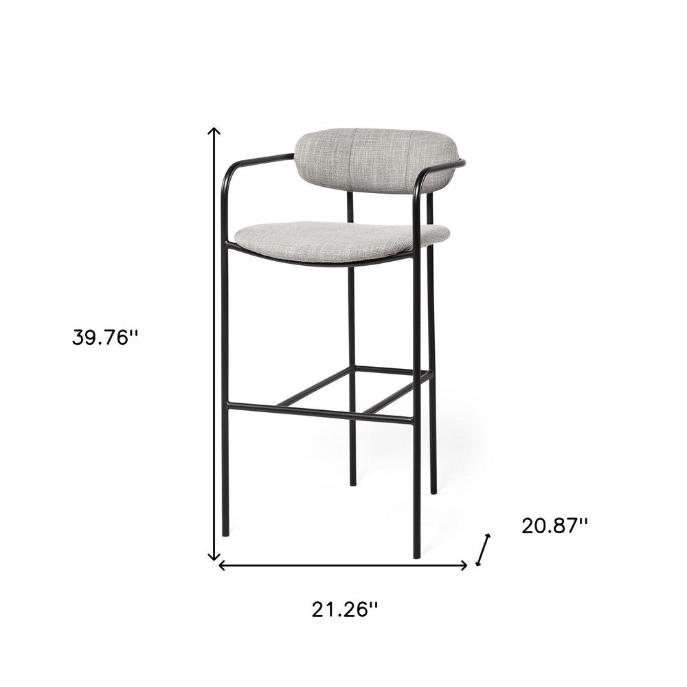 29" Gray and Black Fabric and Steel Bar Height Bar Chair HomeRoots