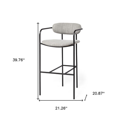 29" Gray and Black Fabric and Steel Bar Height Bar Chair HomeRoots