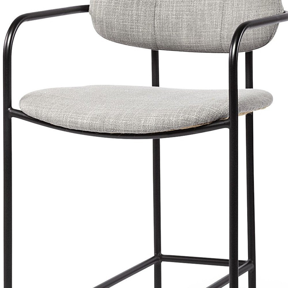 29" Gray and Black Fabric and Steel Bar Height Bar Chair HomeRoots