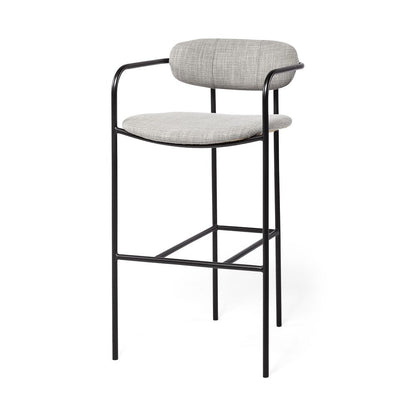 29" Gray and Black Fabric and Steel Bar Height Bar Chair HomeRoots