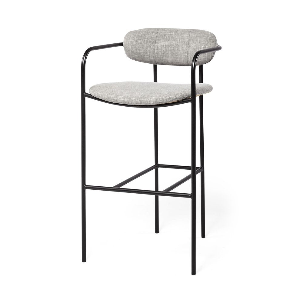 29" Gray And Black Fabric And Steel Bar Height Bar Chair HomeRoots