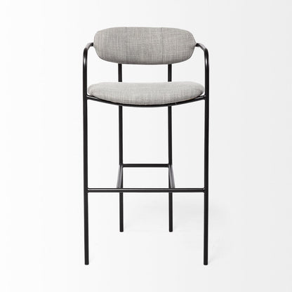 29" Gray and Black Fabric and Steel Bar Height Bar Chair HomeRoots