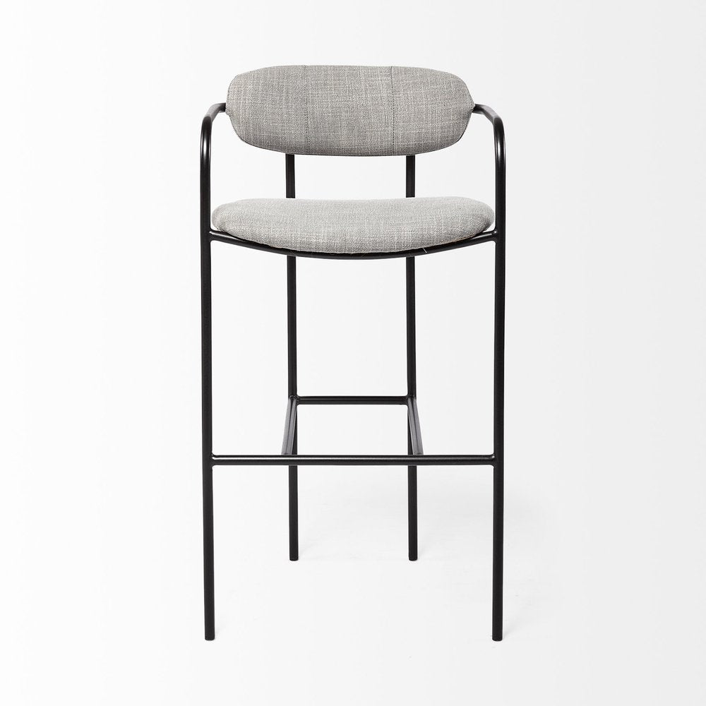 29" Gray And Black Fabric And Steel Bar Height Bar Chair HomeRoots