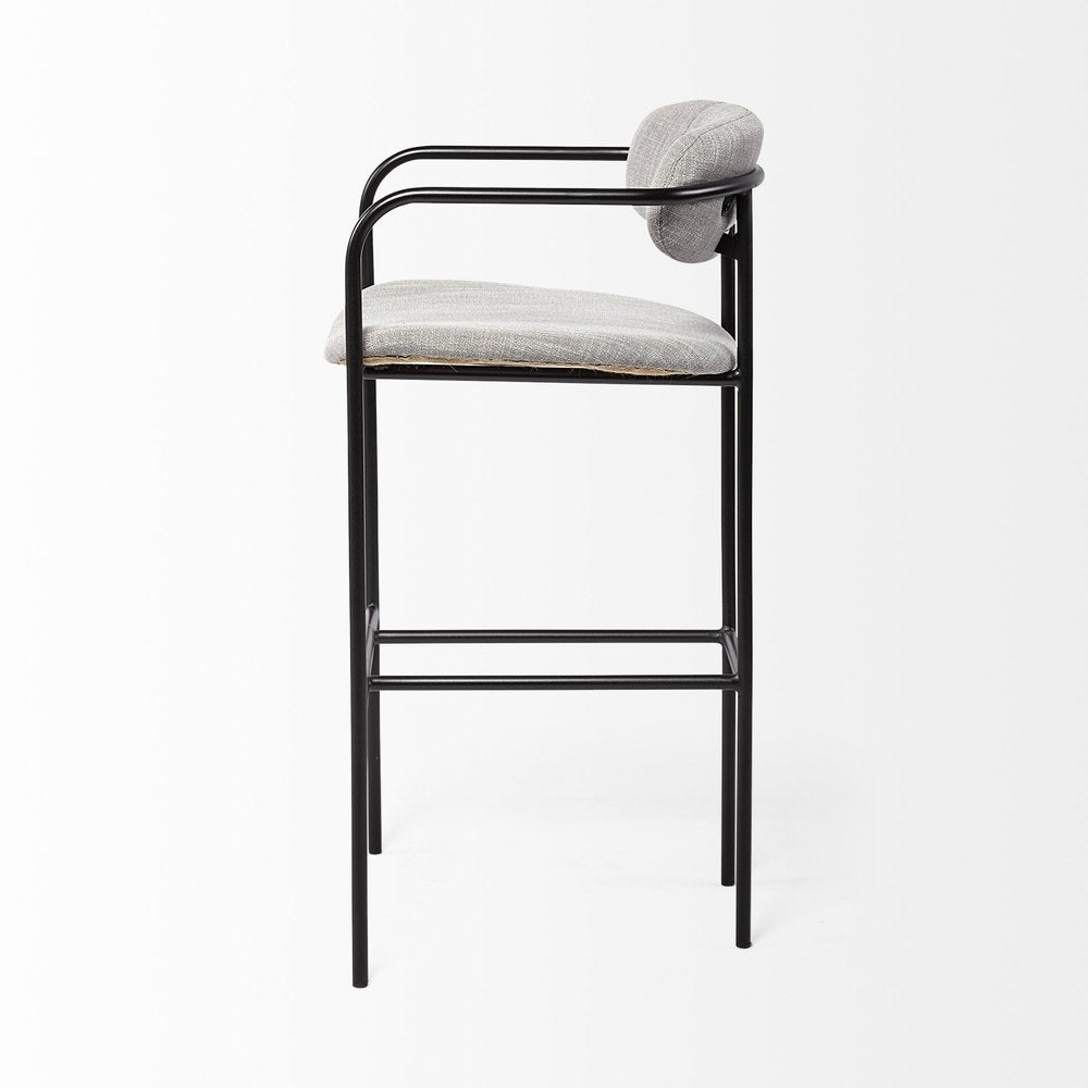 29" Gray and Black Fabric and Steel Bar Height Bar Chair HomeRoots