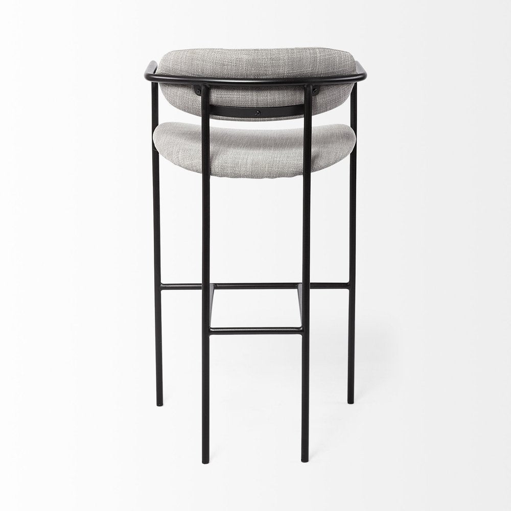 29" Gray and Black Fabric and Steel Bar Height Bar Chair HomeRoots