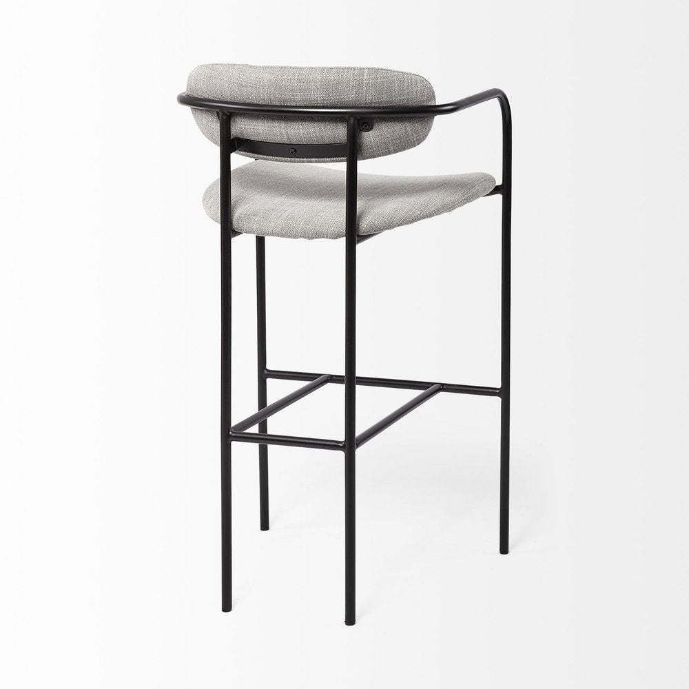 29" Gray and Black Fabric and Steel Bar Height Bar Chair HomeRoots