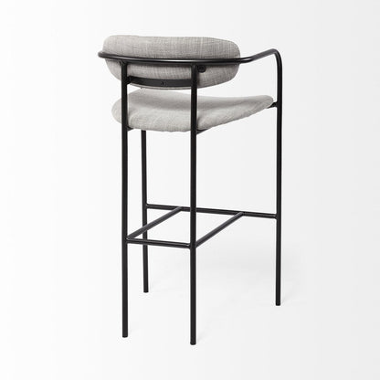 29" Gray and Black Fabric and Steel Bar Height Bar Chair HomeRoots