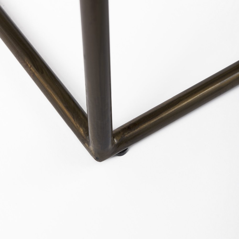 35" Brown and Black Leather and Iron Backless Counter Height Bar Chair HomeRoots