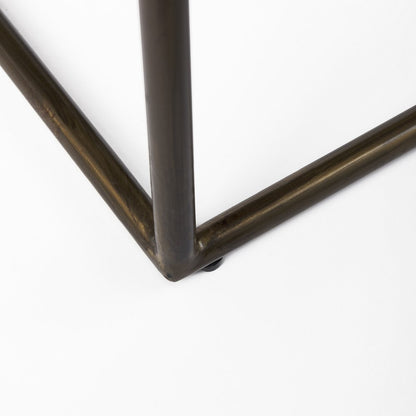 35" Brown and Black Leather and Iron Backless Counter Height Bar Chair HomeRoots