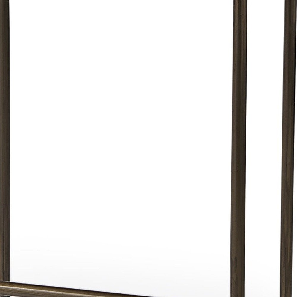 29" Bronze Leather and Metal Backless Bar Chair HomeRoots