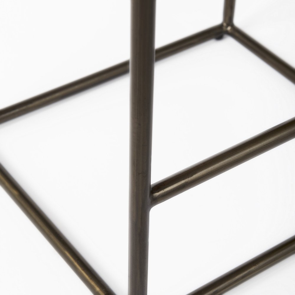 29" Bronze Leather and Metal Backless Bar Chair HomeRoots
