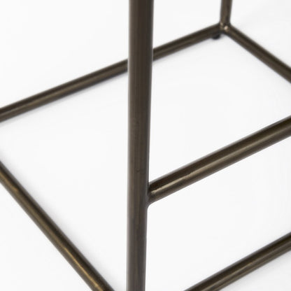 29" Bronze Leather and Metal Backless Bar Chair HomeRoots