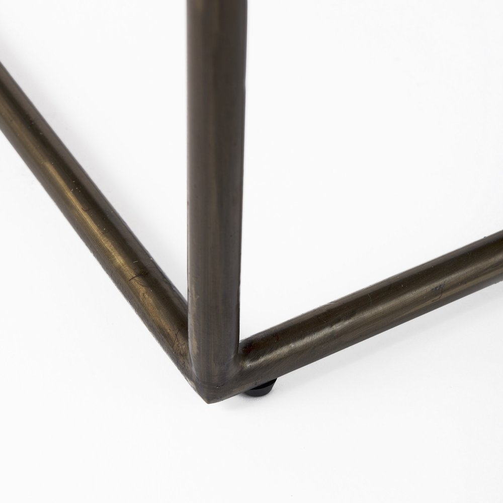 29" Bronze Leather and Metal Backless Bar Chair HomeRoots