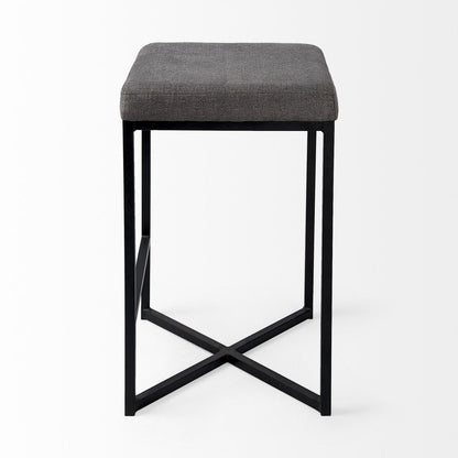 26" Gray and Black Fabric and Metal Backless Counter Height Bar Chair HomeRoots