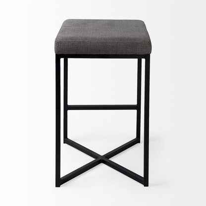 26" Gray And Black Fabric And Metal Backless Counter Height Bar Chair HomeRoots