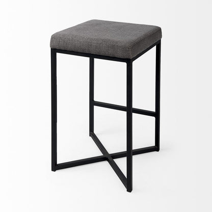 26" Gray And Black Fabric And Metal Backless Counter Height Bar Chair HomeRoots