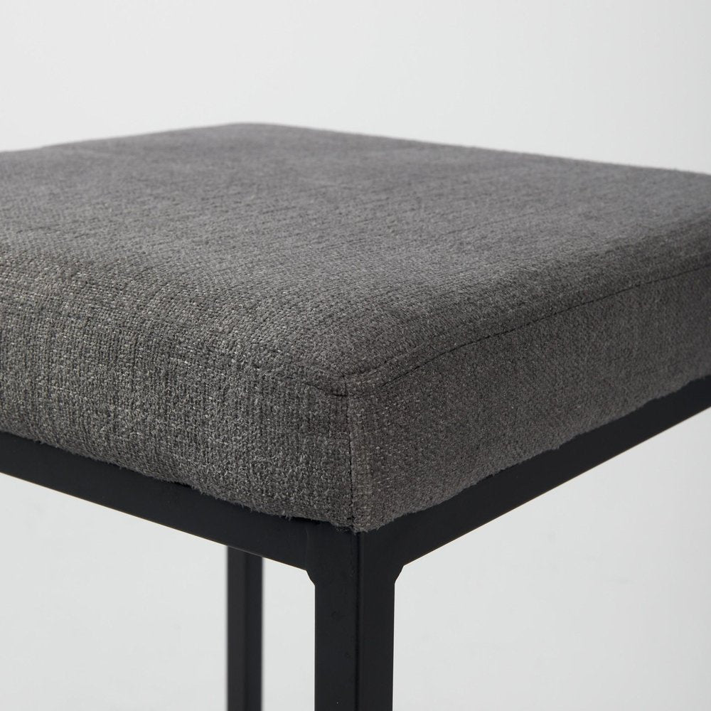 26" Gray and Black Fabric and Metal Backless Counter Height Bar Chair HomeRoots