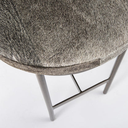 29" Gray And Gold Hair on Hide Leather And Iron Backless Counter Height Bar Chair HomeRoots