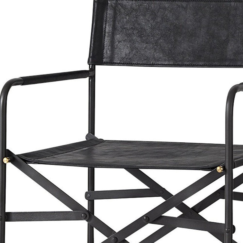30" Black Leather And Metal Bar Height Bar Chair HomeRoots